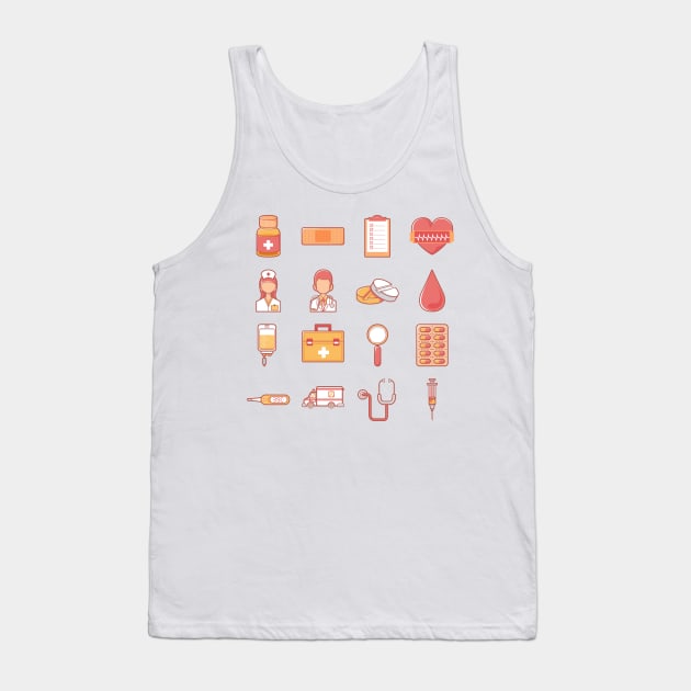 hospital and medicine icon set Tank Top by ginanperdana